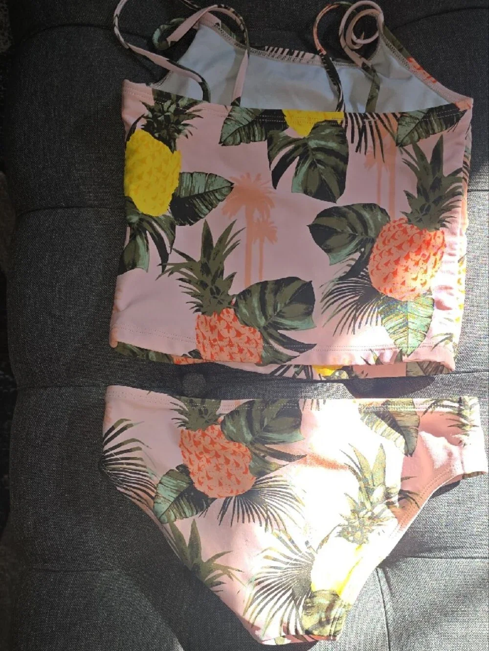 Girls Pineapple Print Pink Bikini Set